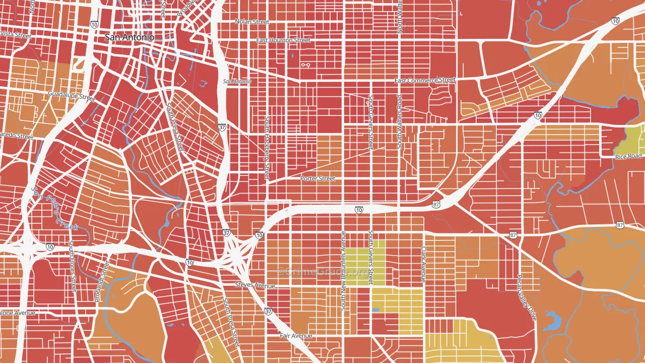 Denver Heights, San Antonio, TX Map of Arson Rates
