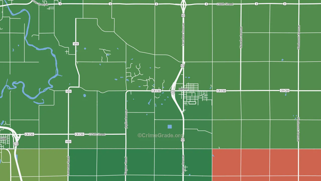 Denver, IA Map of Arson Rates