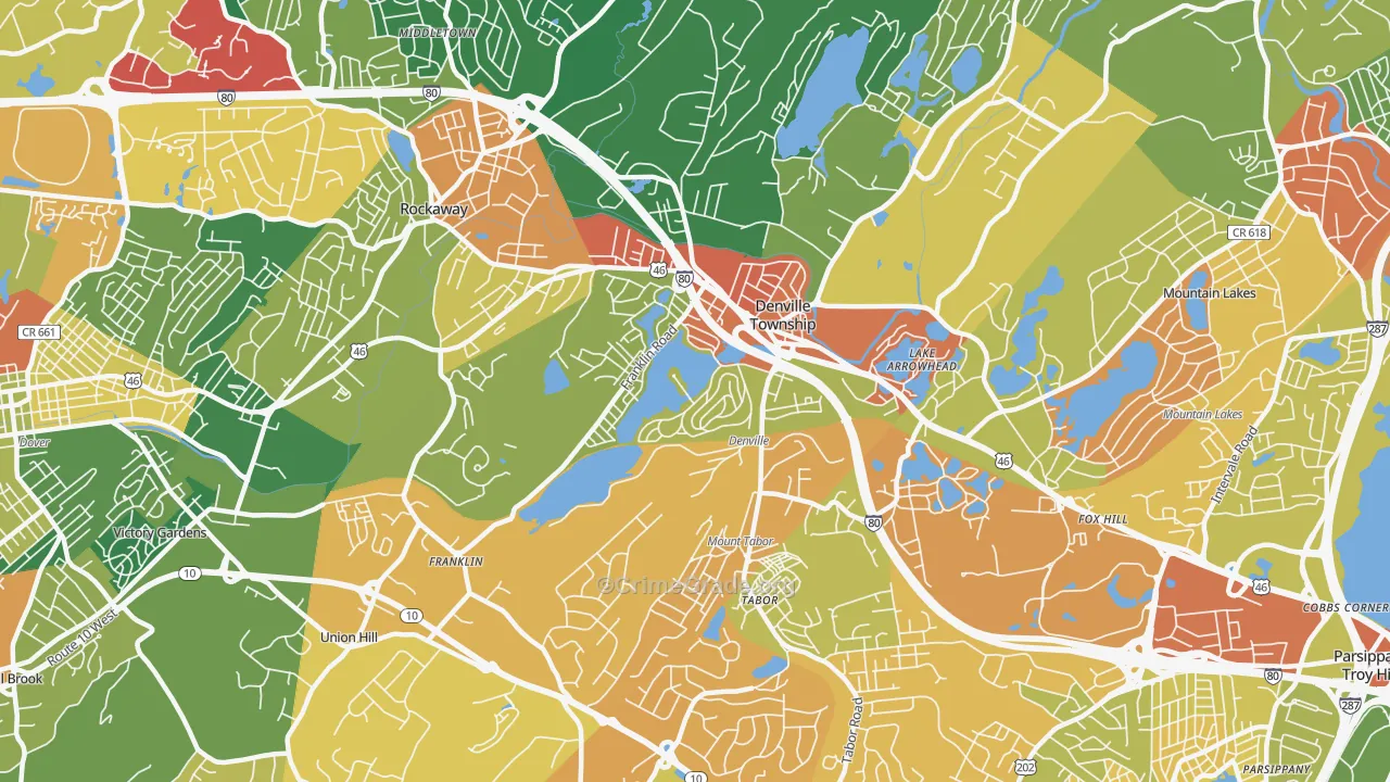 Denville, NJ Map of Arson Rates