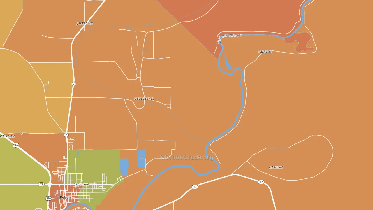 Deovolente, MS Map of Arson Rates