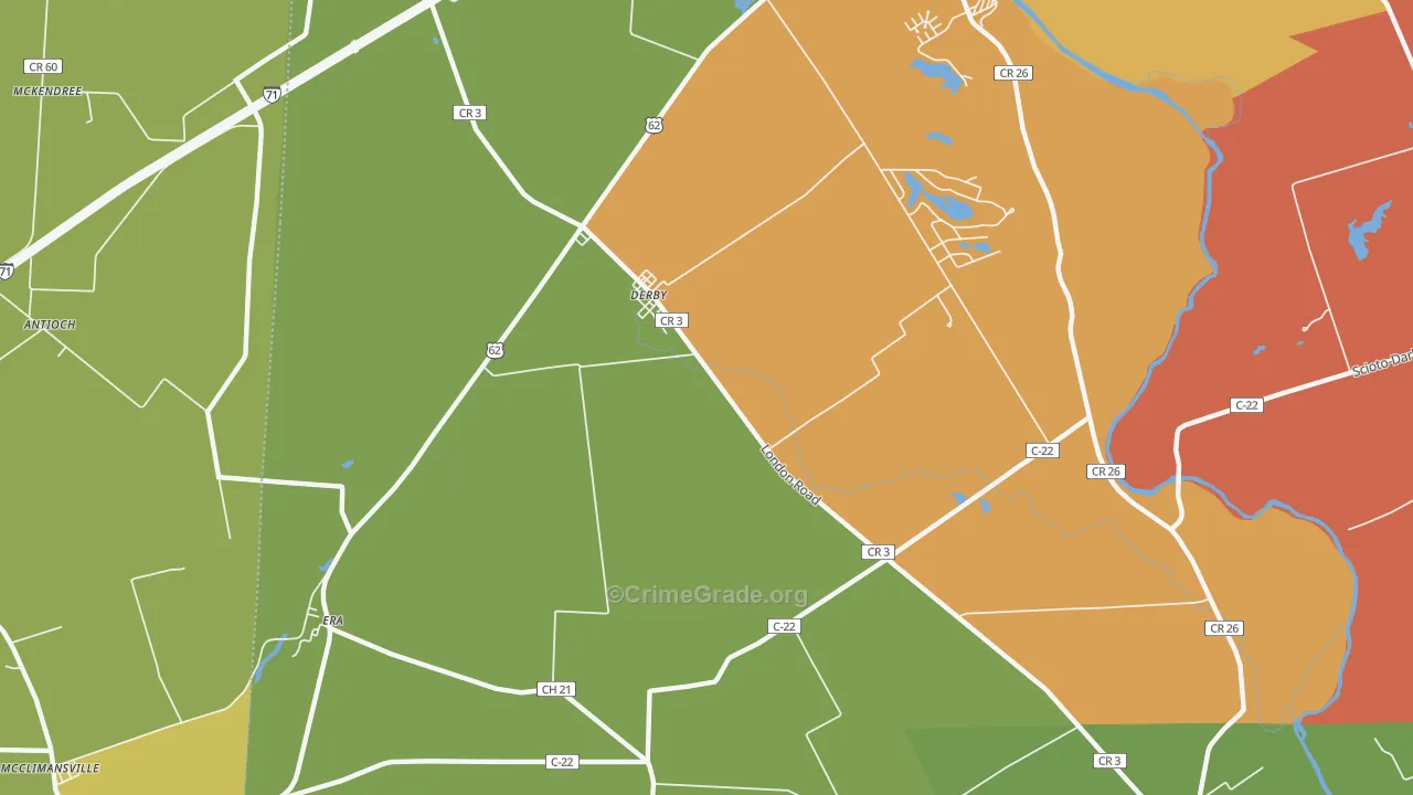 Derby, OH Map of Arson Rates