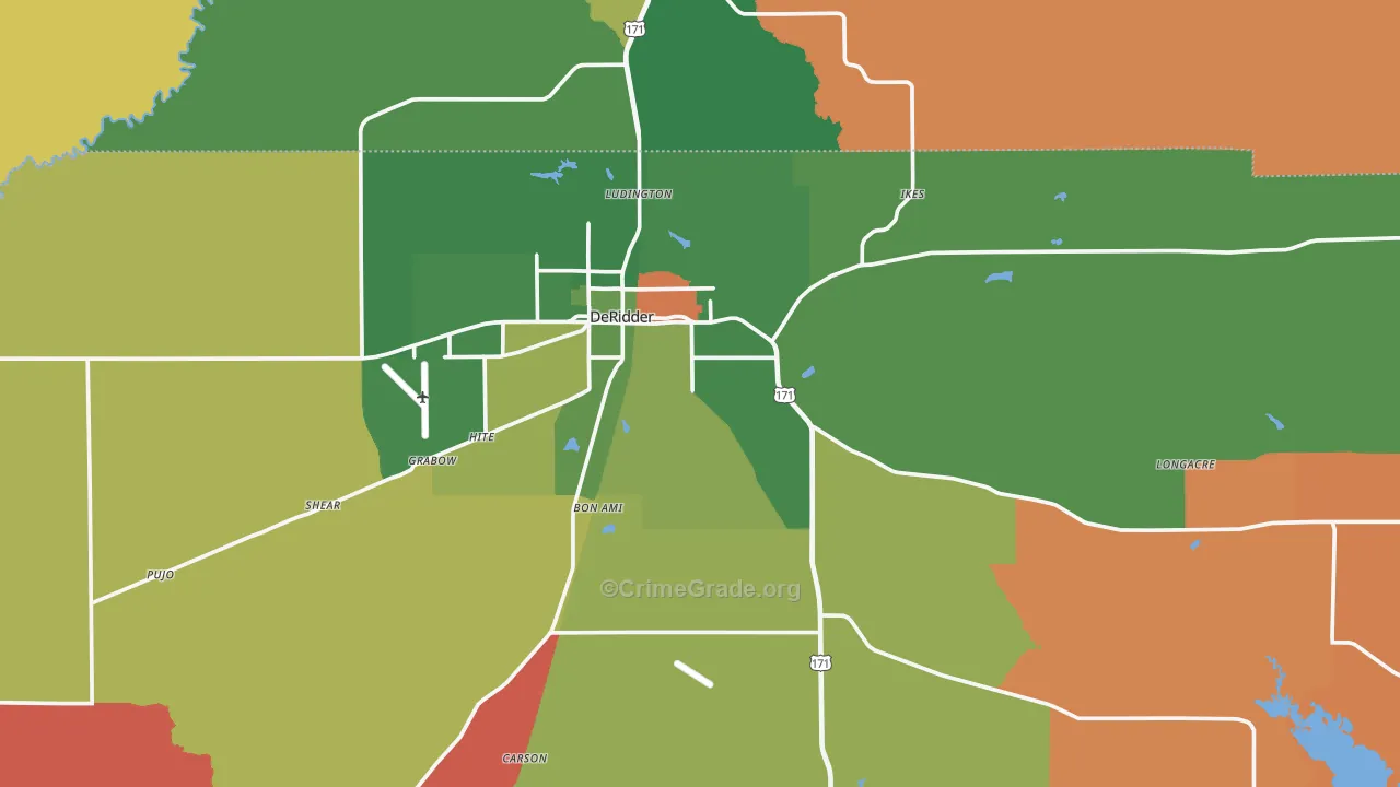 Deridder, LA Map of Arson Rates