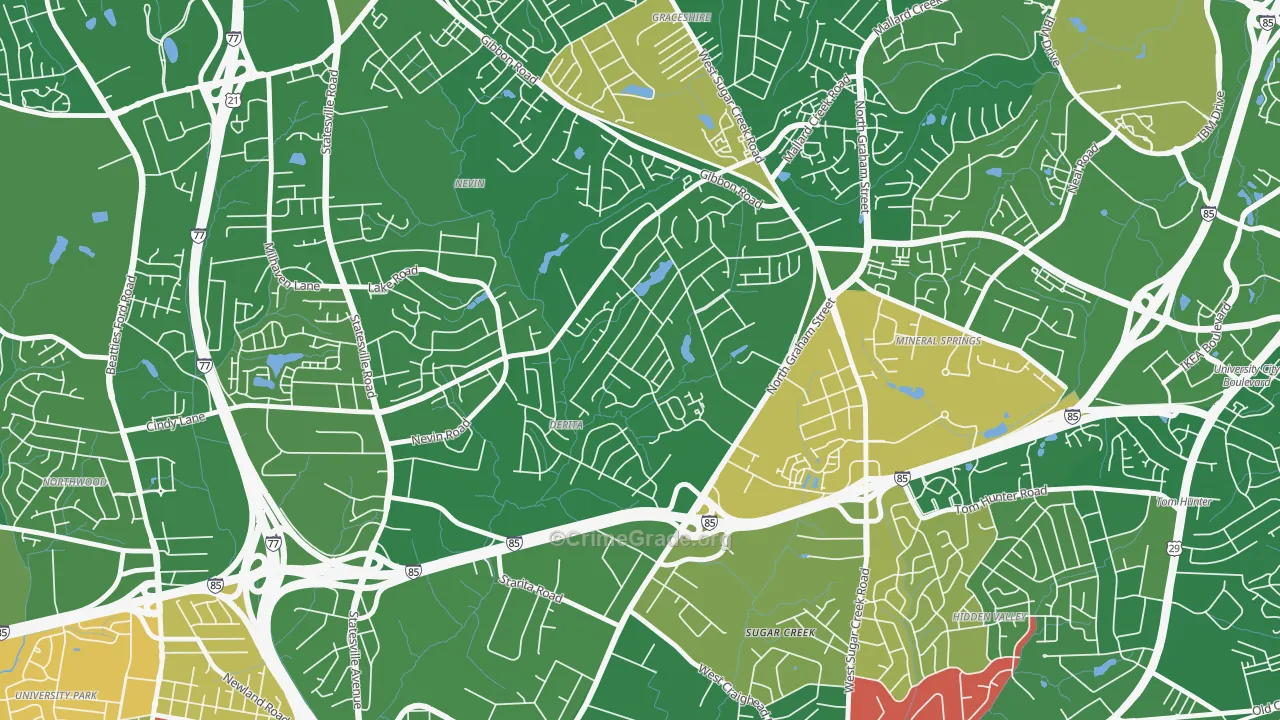 Derita-Statesville, Charlotte, NC Map of Arson Rates