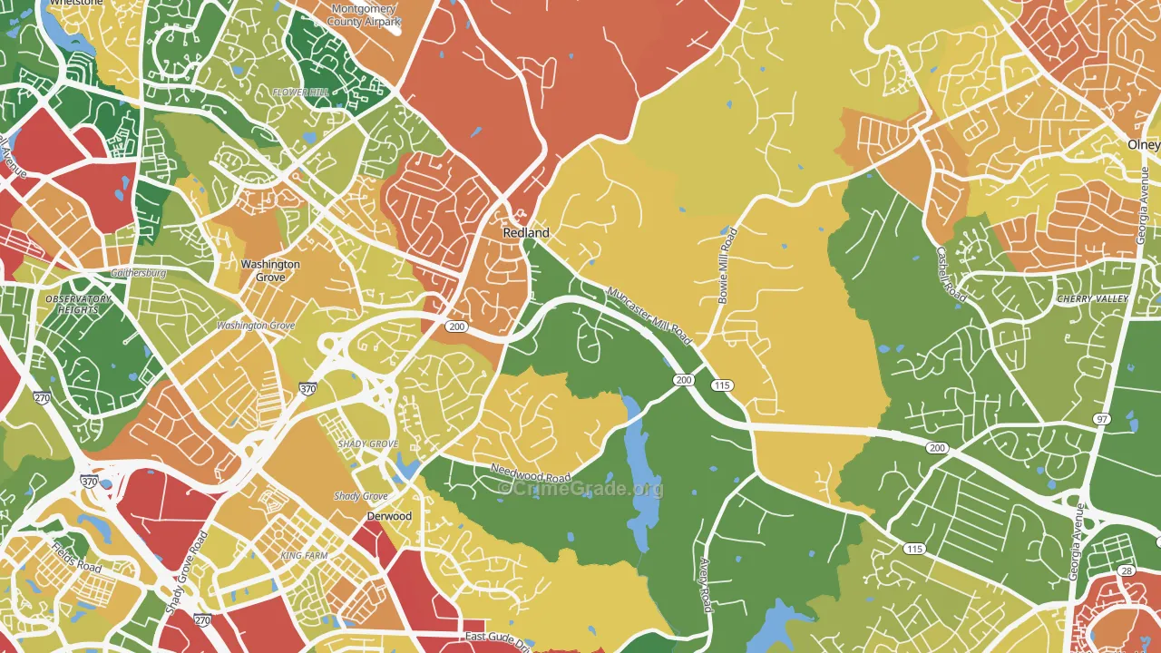 Derwood, MD Map of Arson Rates