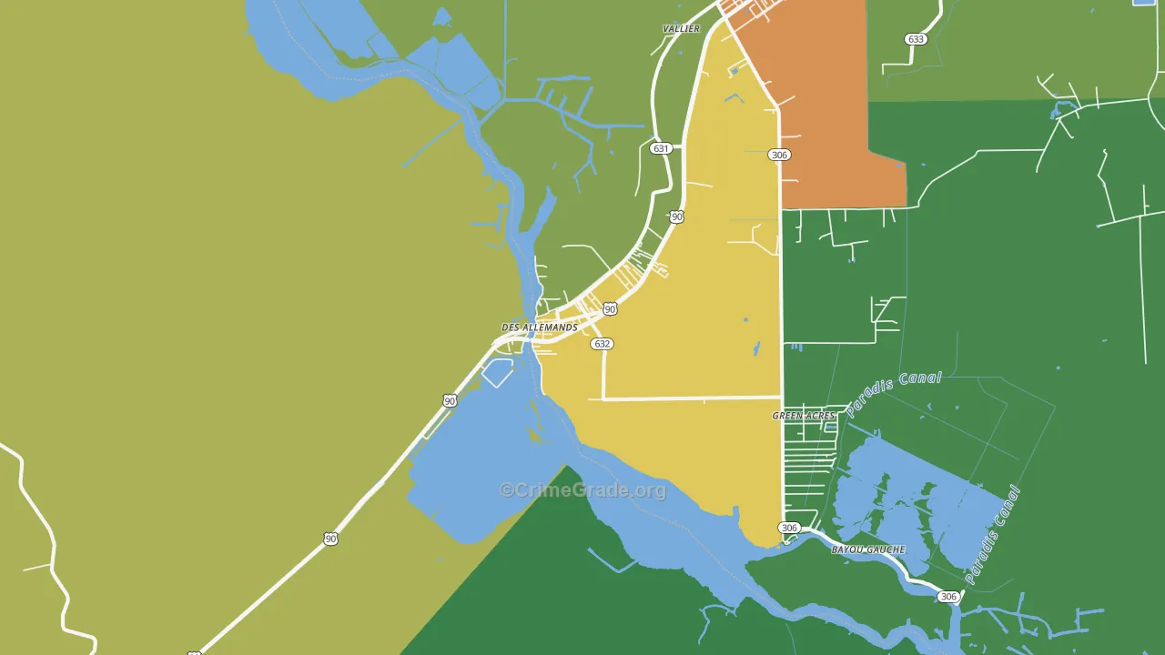 Des Allemands, LA Map of Arson Rates