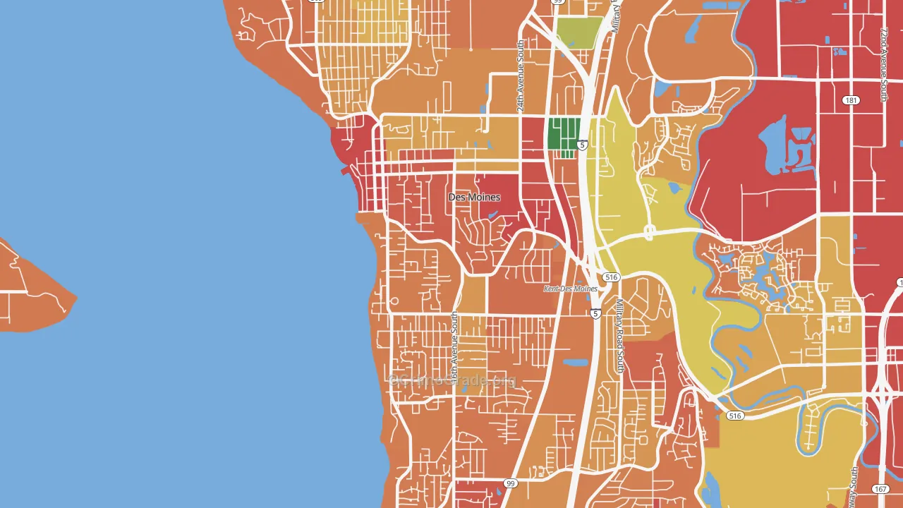 Des Moines, WA Map of Arson Rates