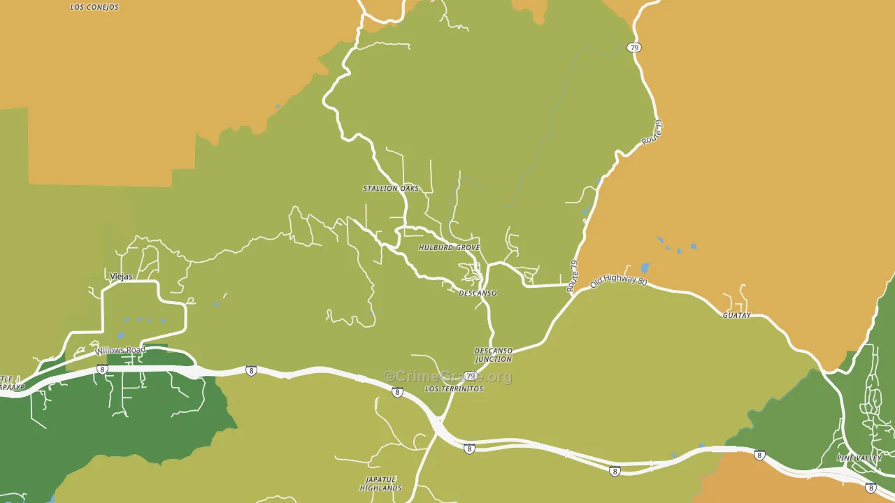 Descanso, CA Map of Arson Rates