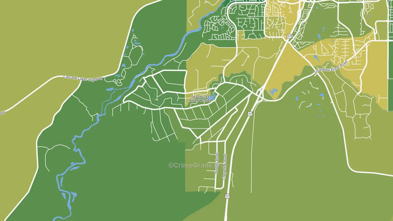 Deschutes River Woods, Bend, OR Map of Arson Rates