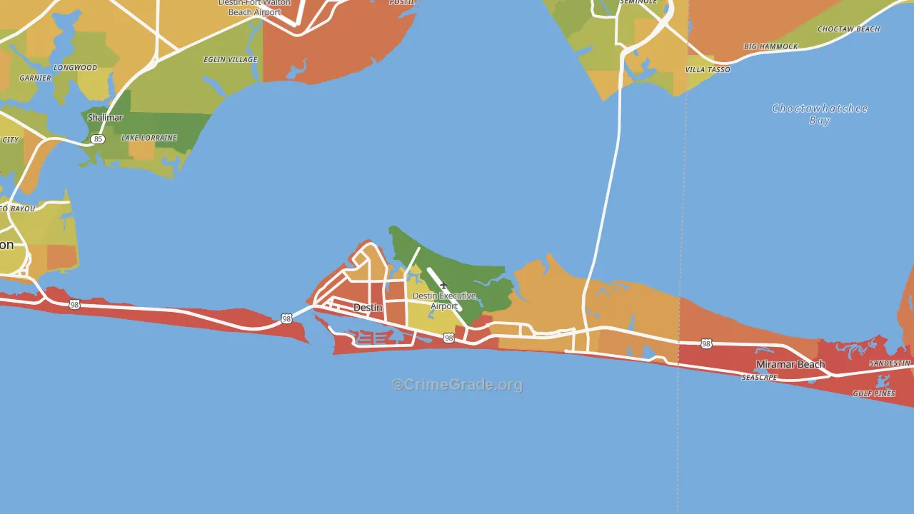 Destin, FL Map of Arson Rates