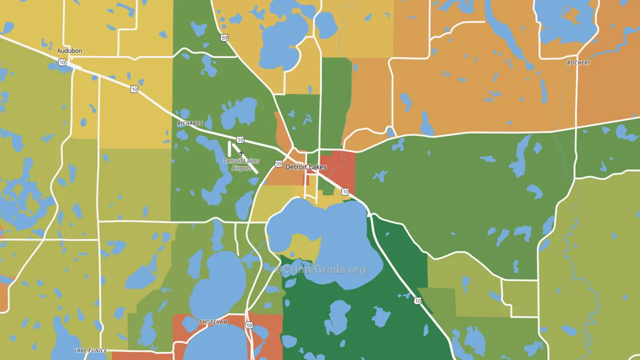 Detroit Lakes, MN Map of Arson Rates
