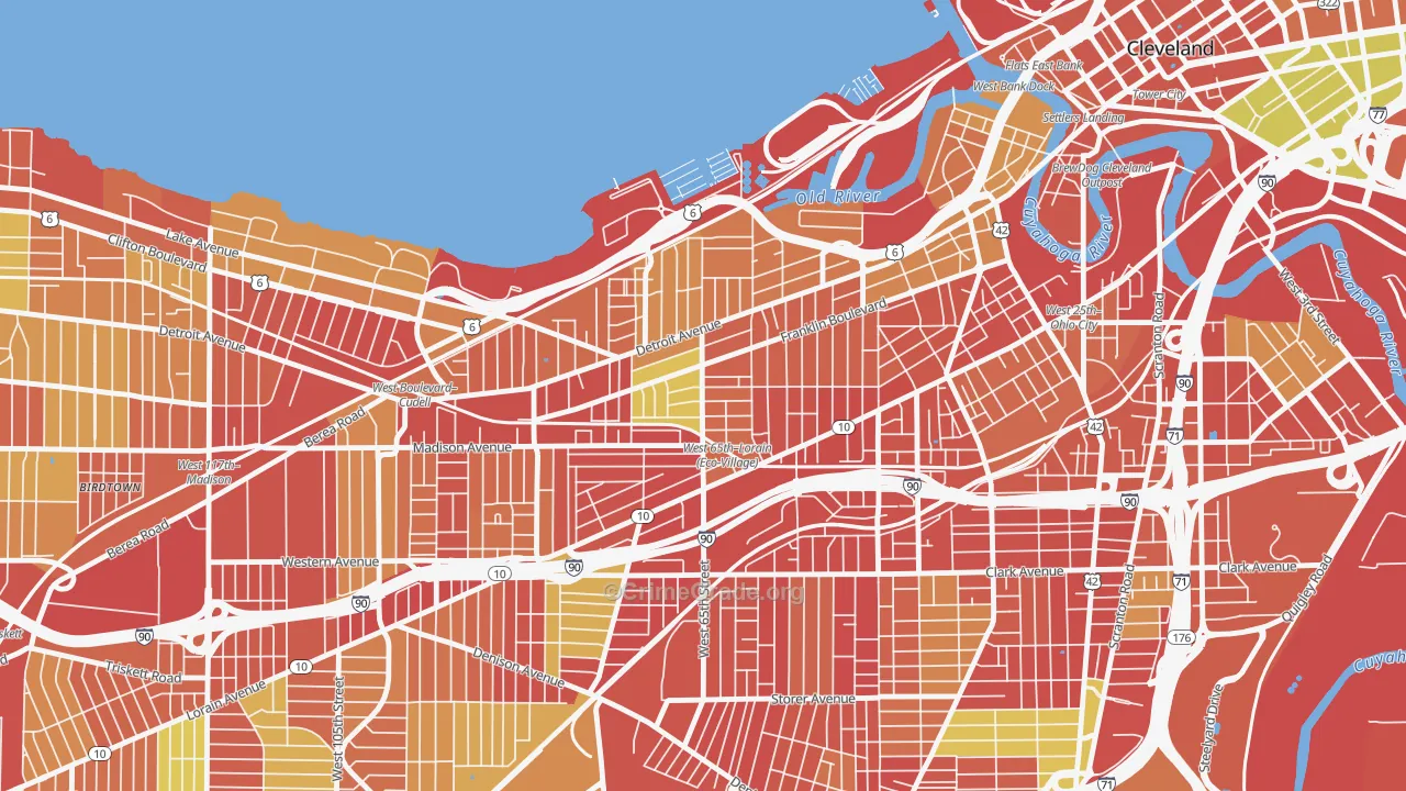 Detroit Shoreway, Cleveland, OH Map of Arson Rates
