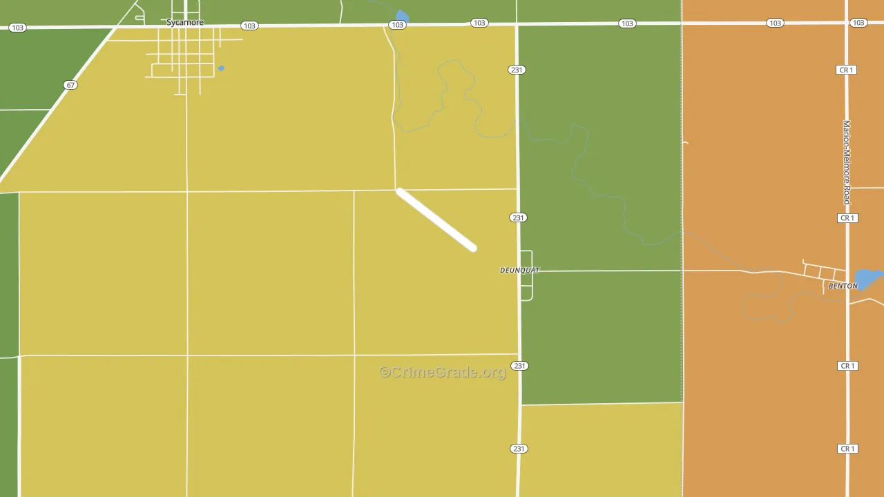 Deunquat, OH Map of Arson Rates