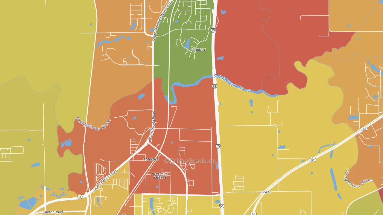 Devereux Heights, IL Map of Arson Rates
