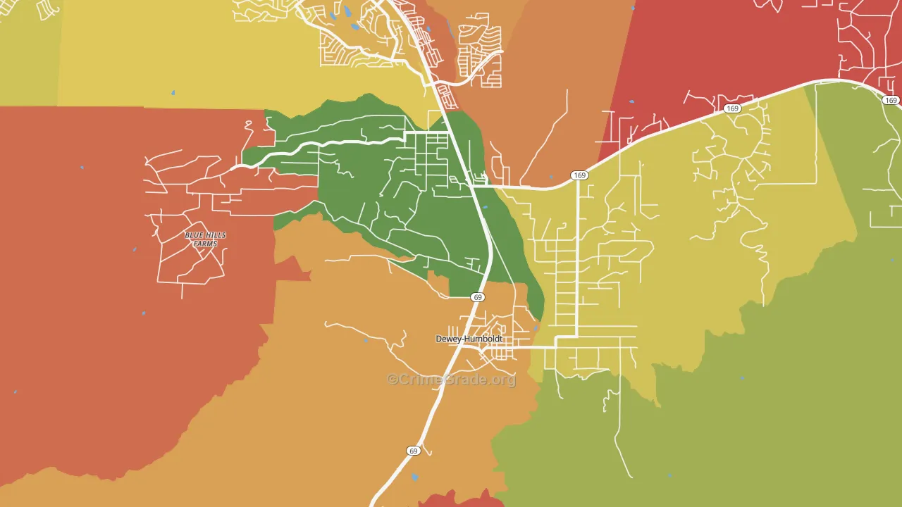 Dewey-Humboldt, AZ Map of Arson Rates