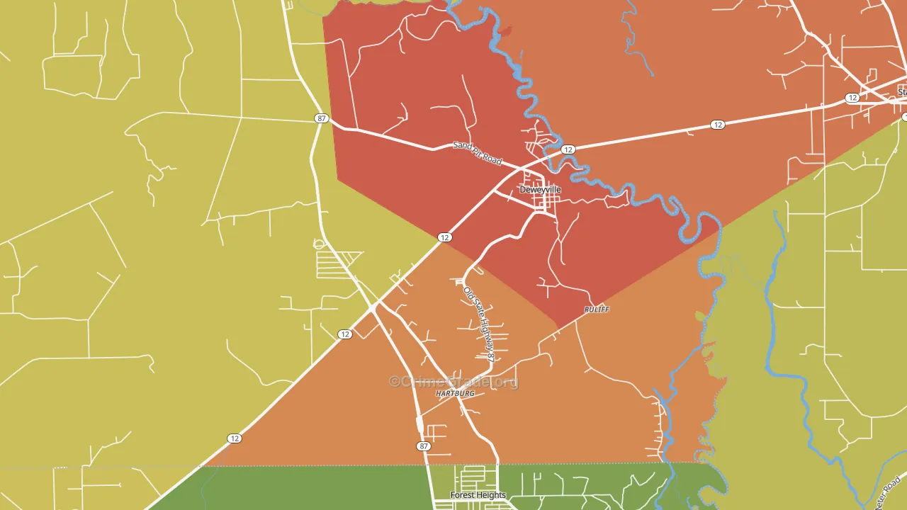 Deweyville, TX Map of Arson Rates