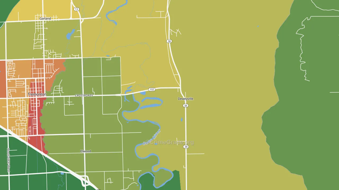 Deweyville, UT Map of Arson Rates