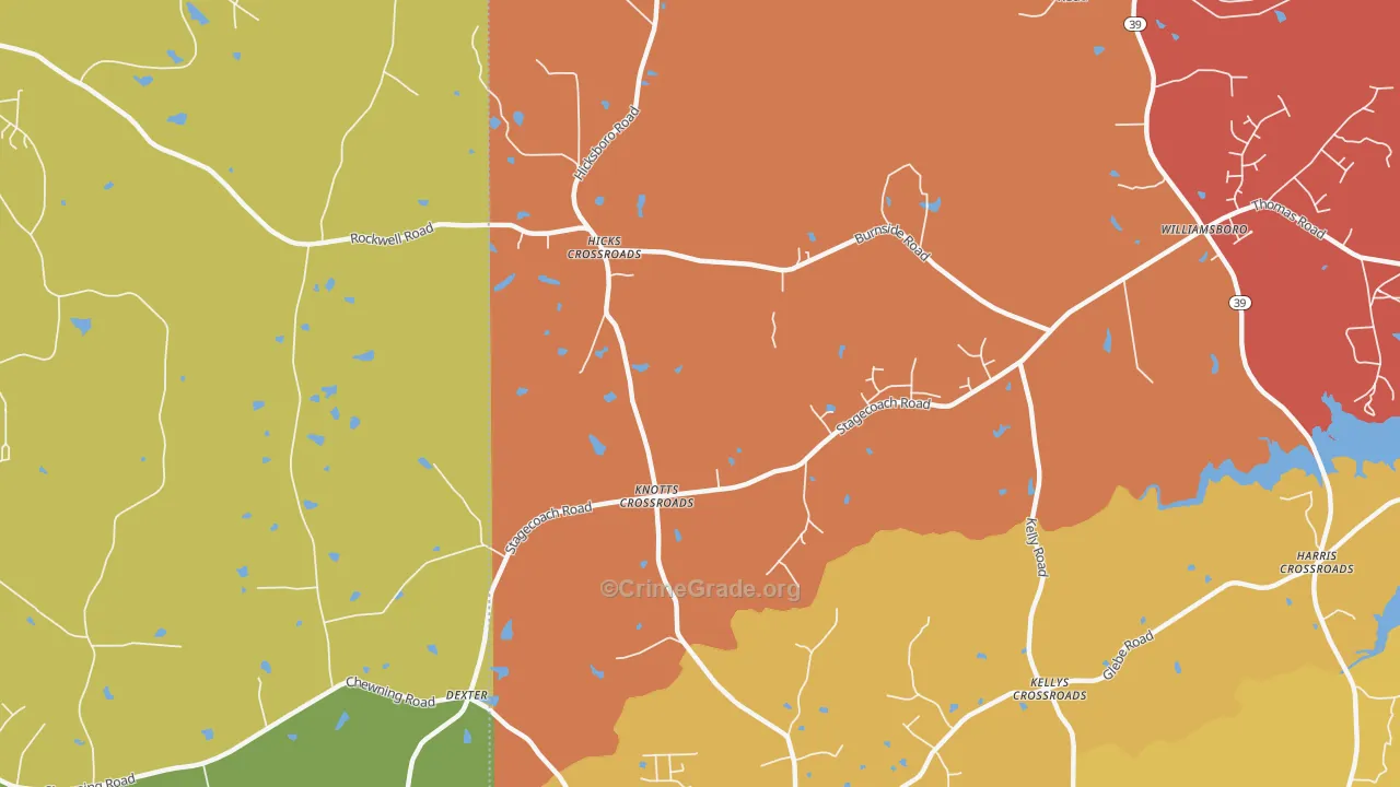 Dexter, NC Map of Arson Rates