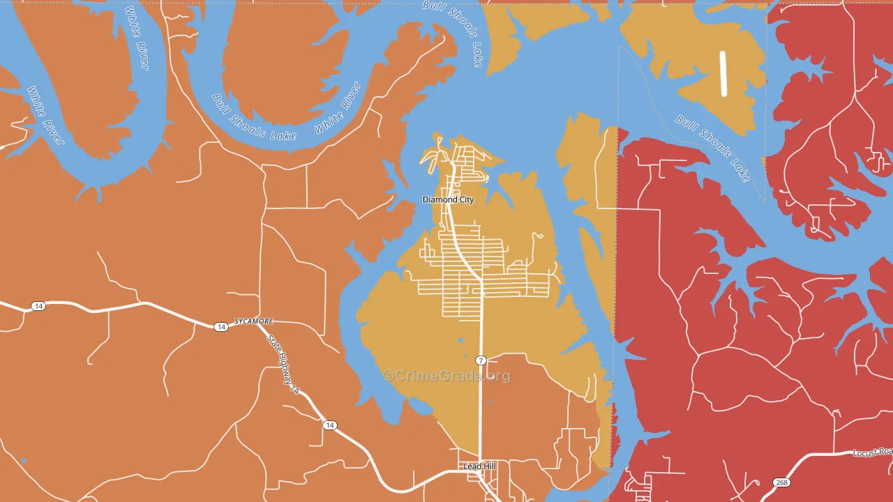 Diamond City, AR Map of Arson Rates