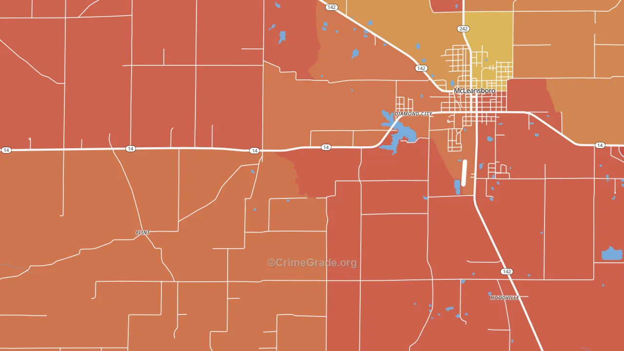Diamond City, IL Map of Arson Rates