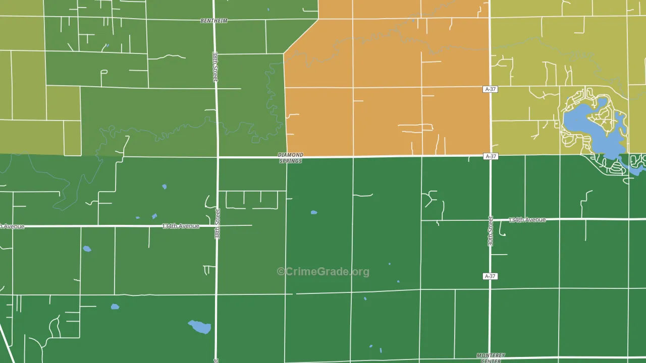 Diamond Springs, MI Map of Arson Rates