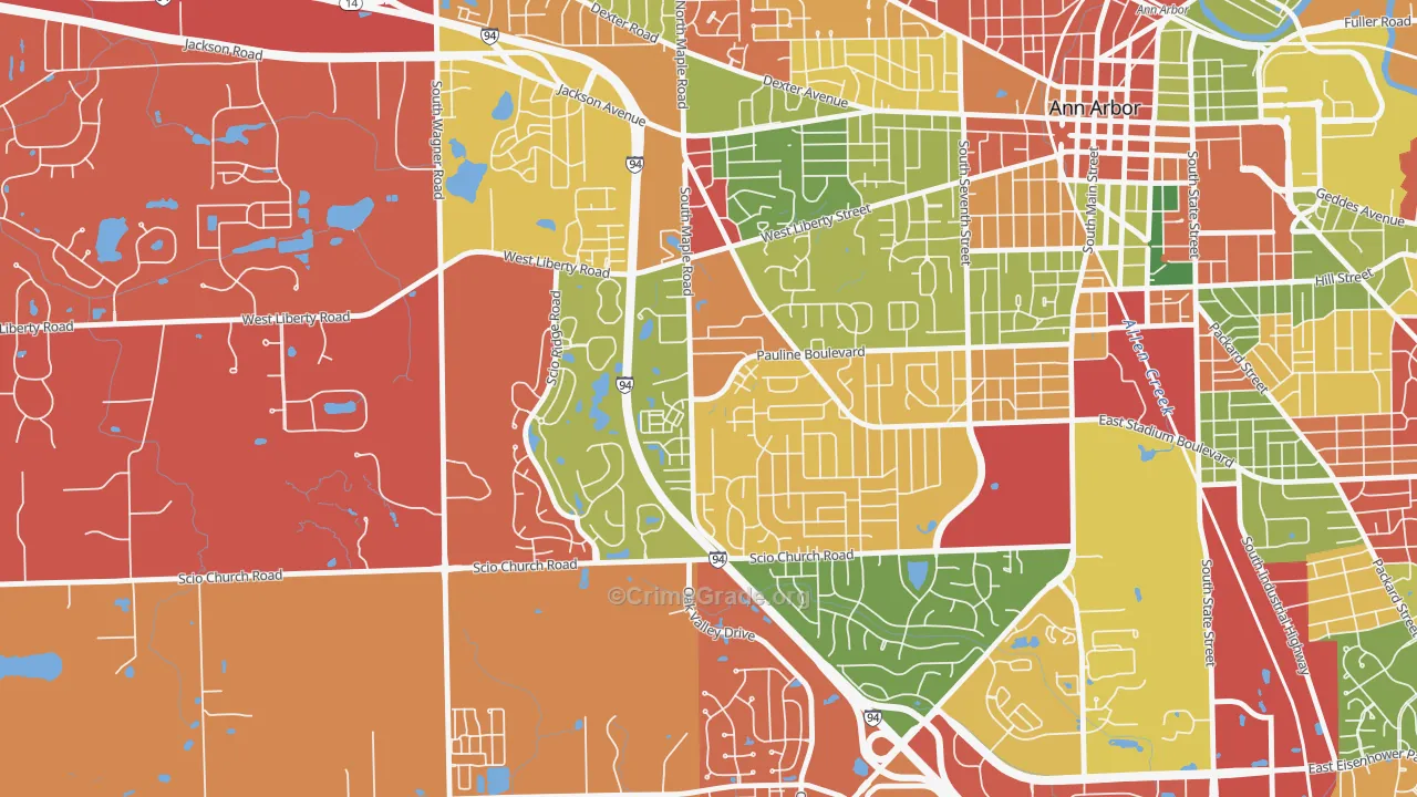 Dicken, Ann Arbor, MI Map of Arson Rates
