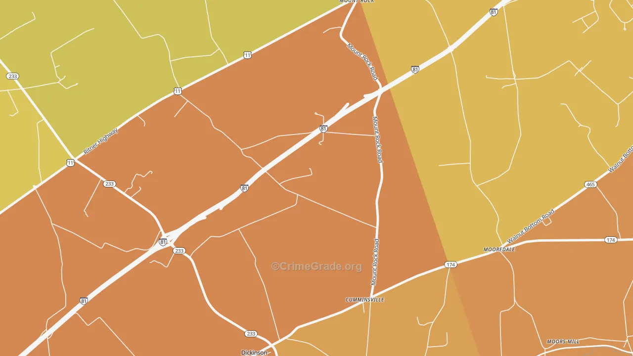 Dickinson, PA Map of Arson Rates