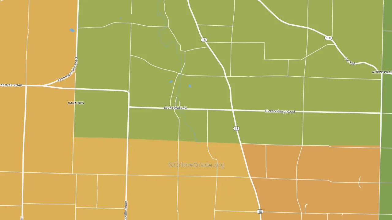 Dicksonburg, PA Map of Arson Rates