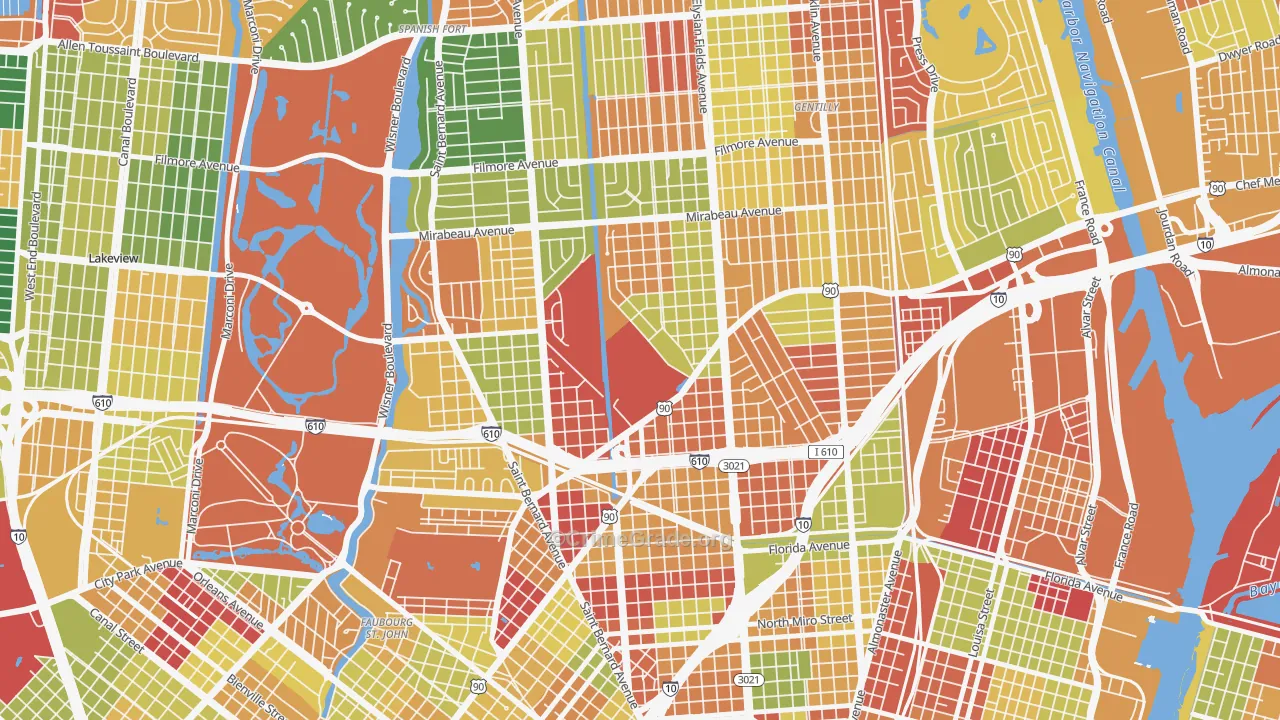 Dillard, New Orleans, LA Map of Arson Rates