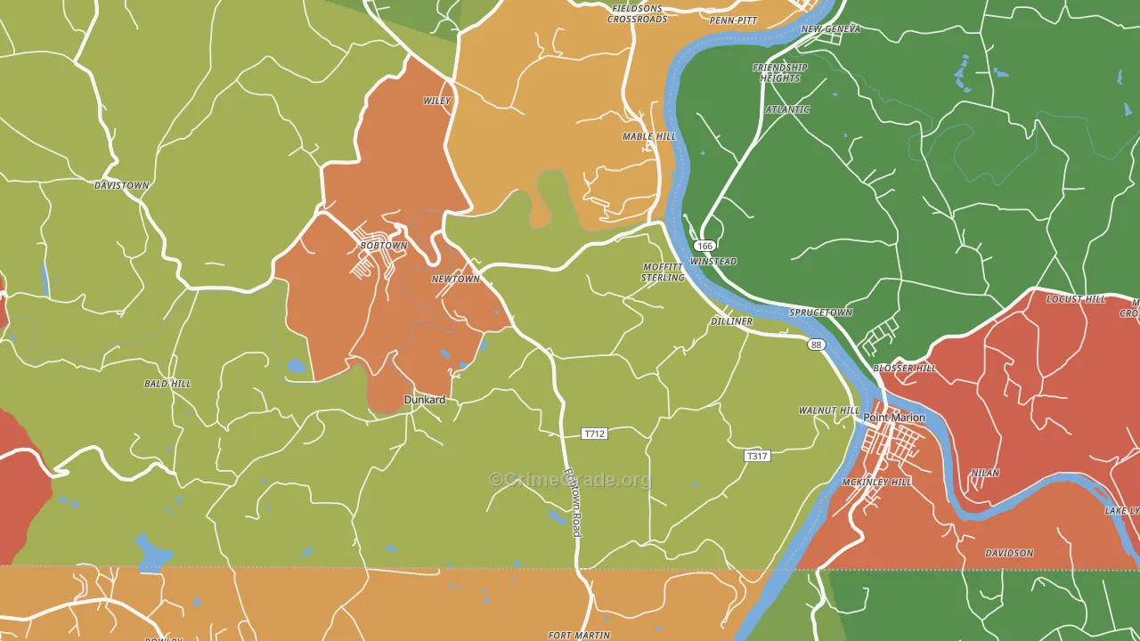 Dilliner, PA Map of Arson Rates