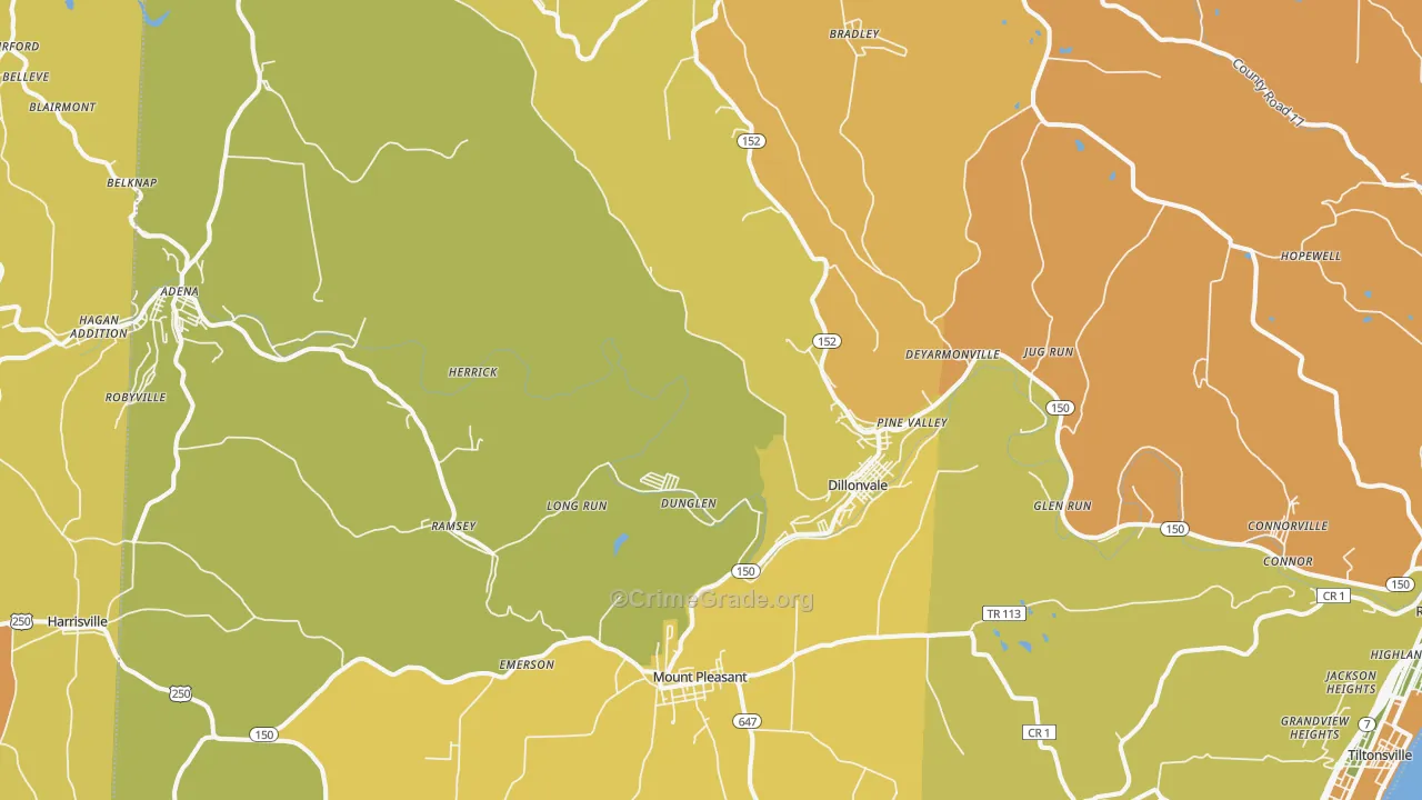 Dillonvale, OH Map of Arson Rates