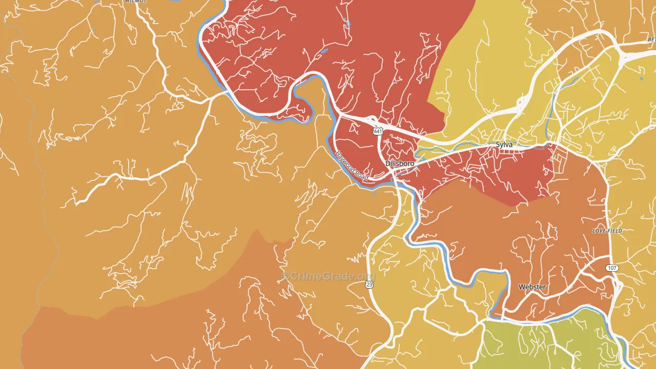 Dillsboro, NC Map of Arson Rates