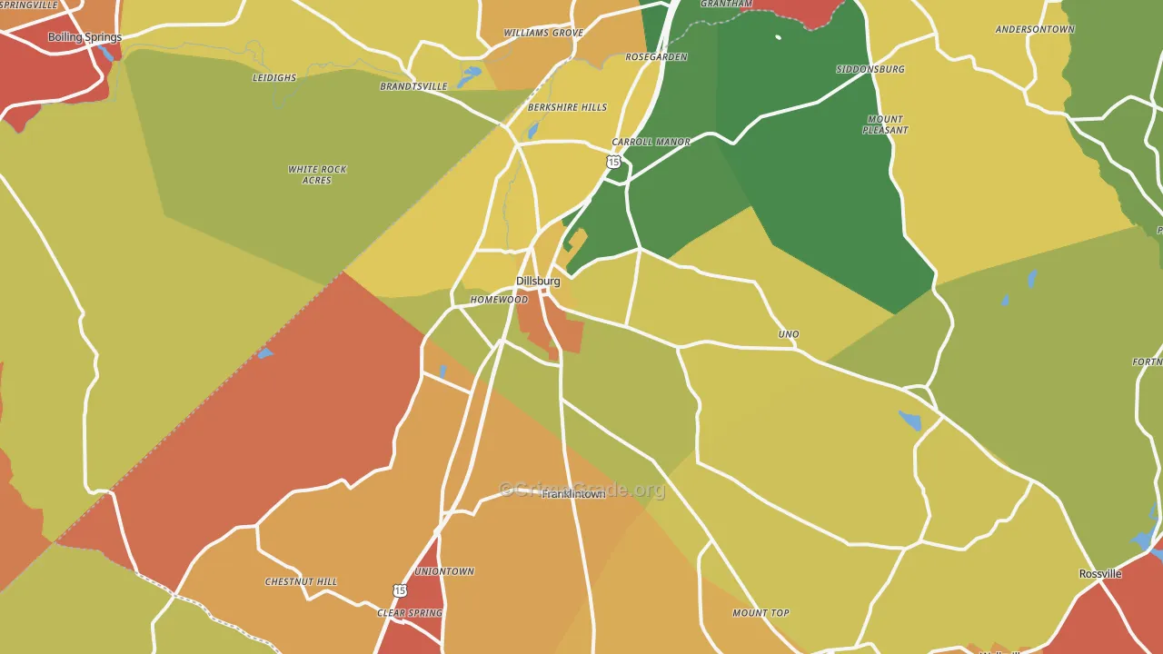 Dillsburg, PA Map of Arson Rates