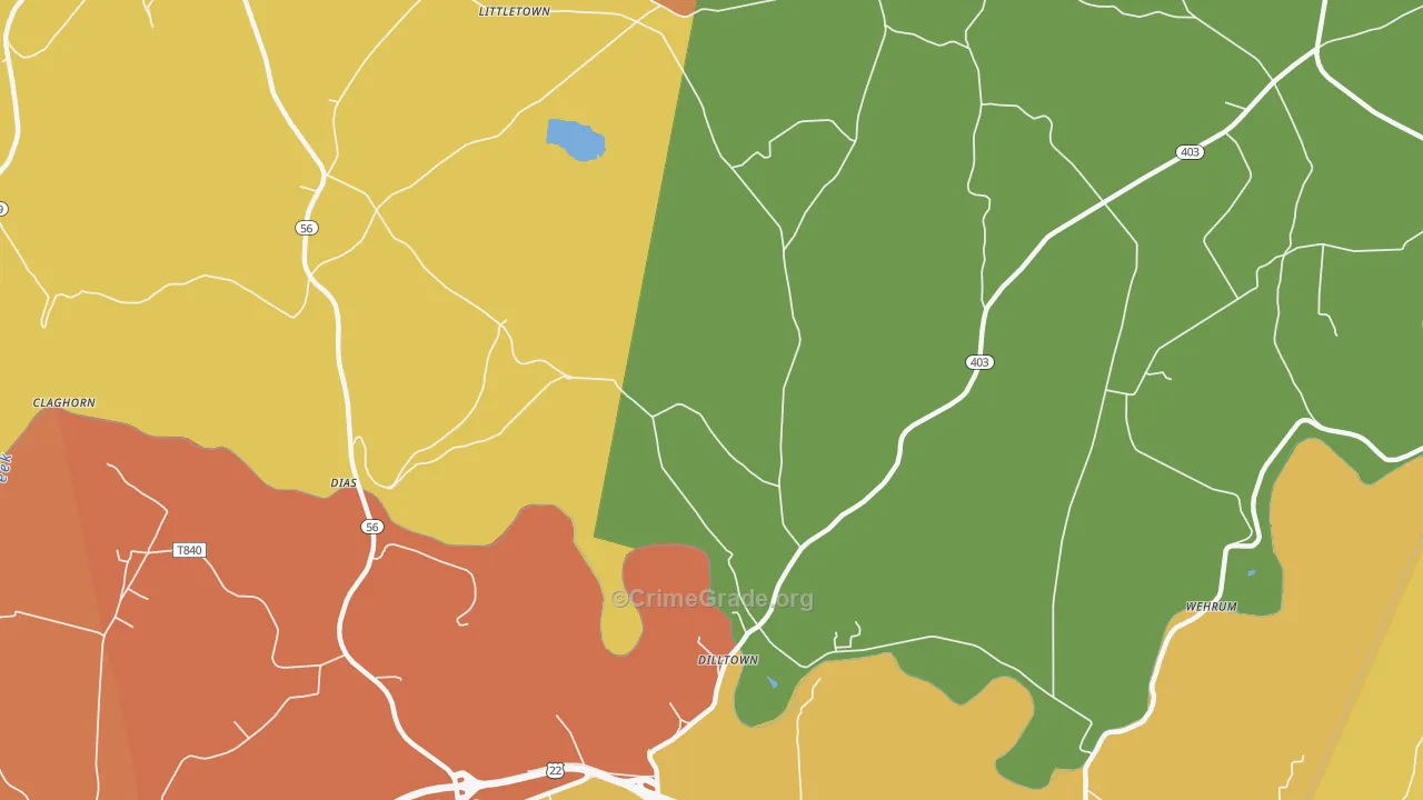 Dilltown, PA Map of Arson Rates