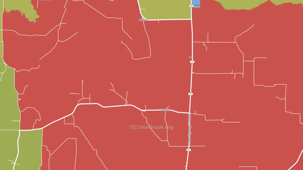 Dimple, TX Map of Arson Rates