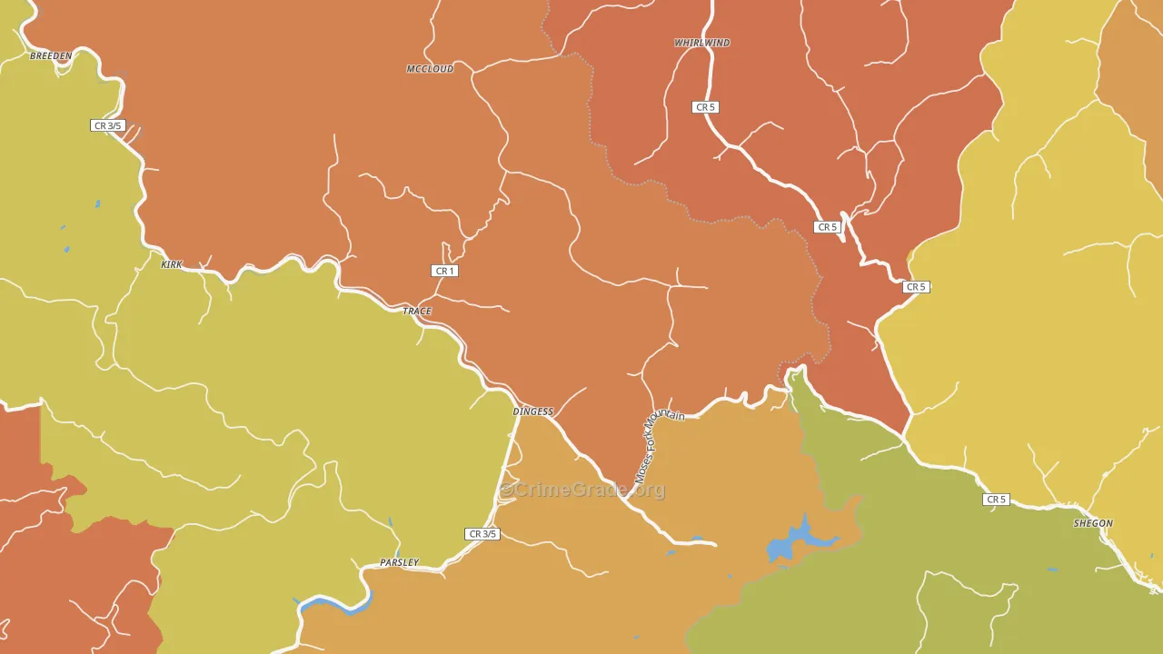 Dingess, WV Map of Arson Rates