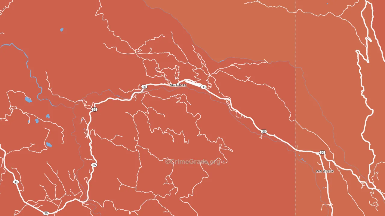 Dinsmore, CA Map of Arson Rates