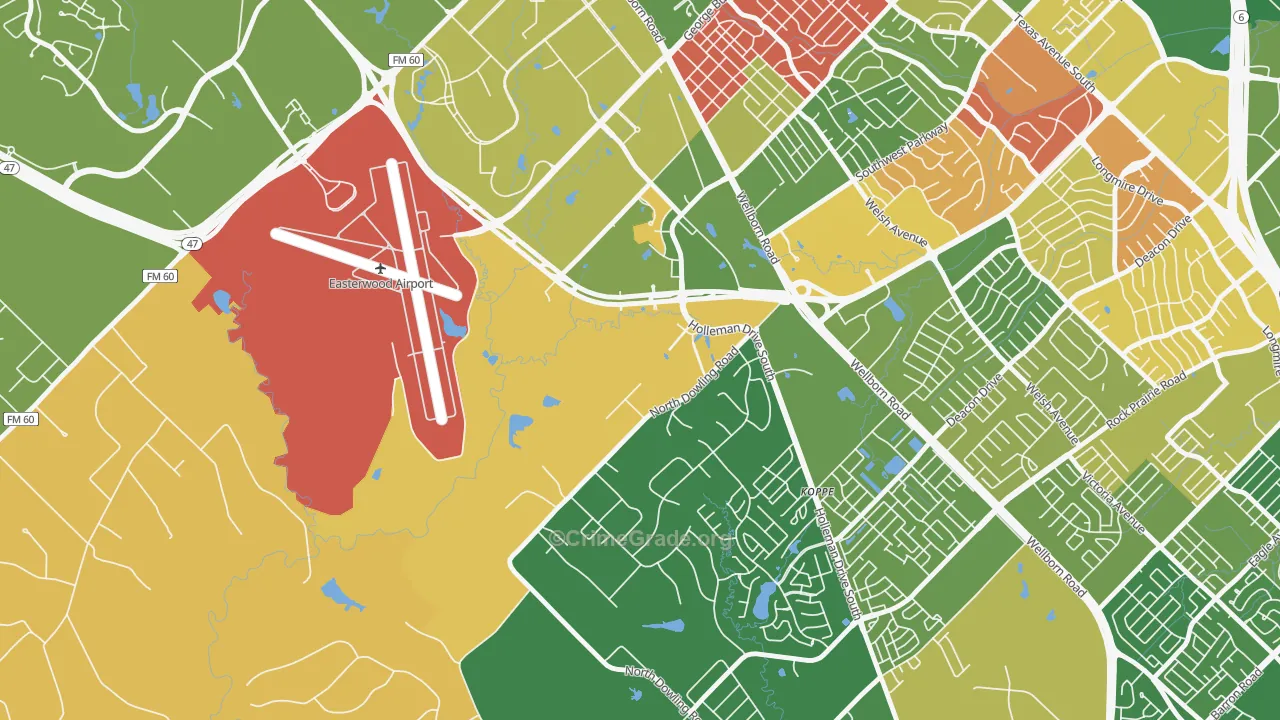 Disaster City, College Station, TX Map of Arson Rates