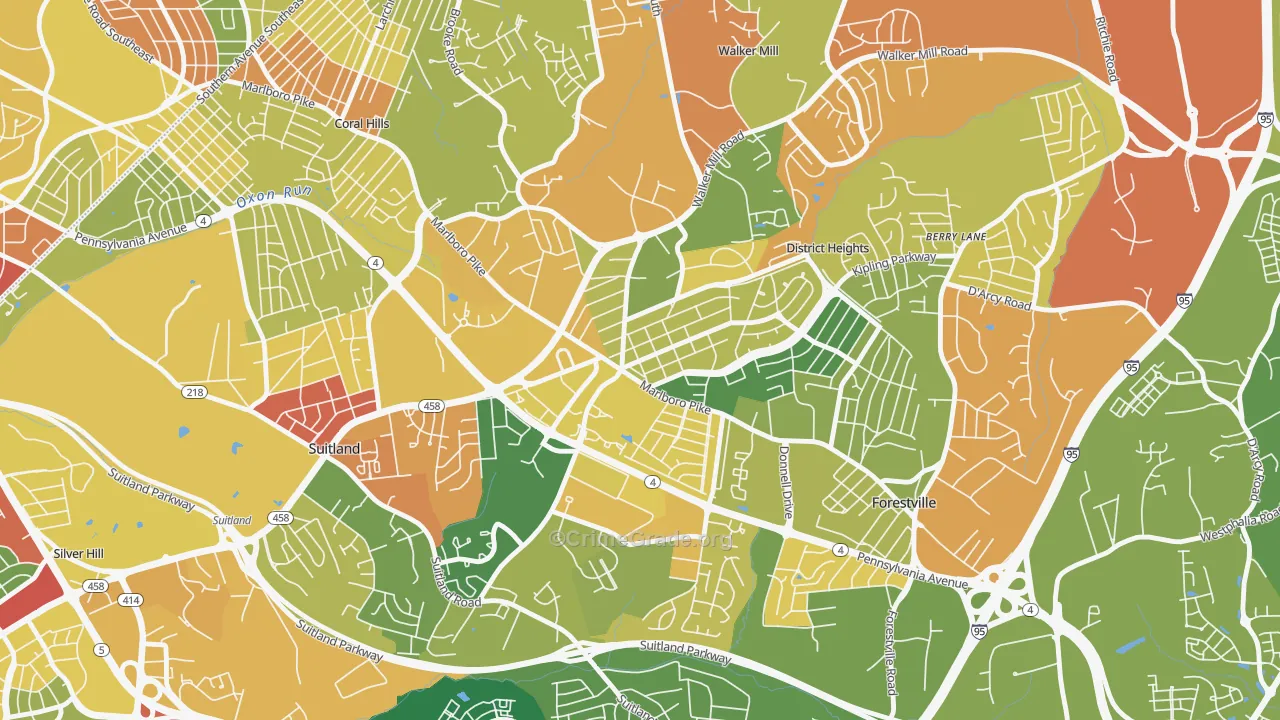 District Heights, MD Map of Arson Rates