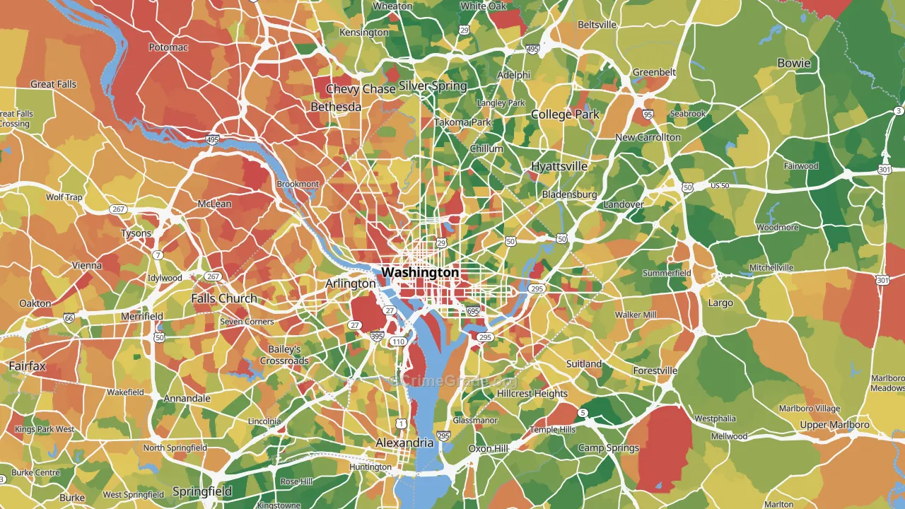 District of Columbia Map of Arson Rates
