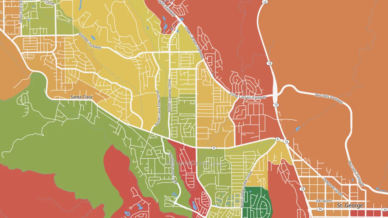 Dixie Downs, St. George, UT Map of Arson Rates