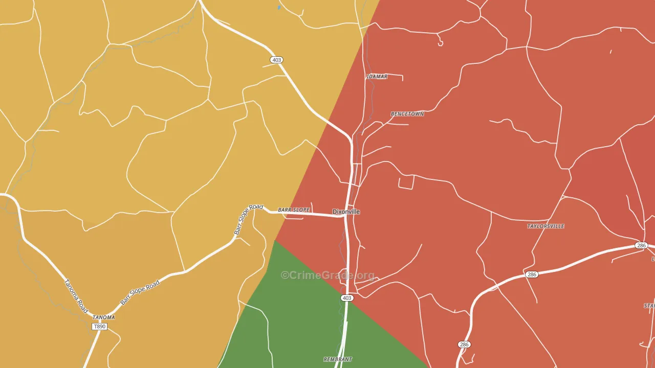 Dixonville, PA Map of Arson Rates