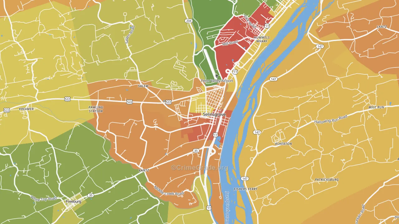 Dogtown, Selinsgrove, PA Map of Arson Rates
