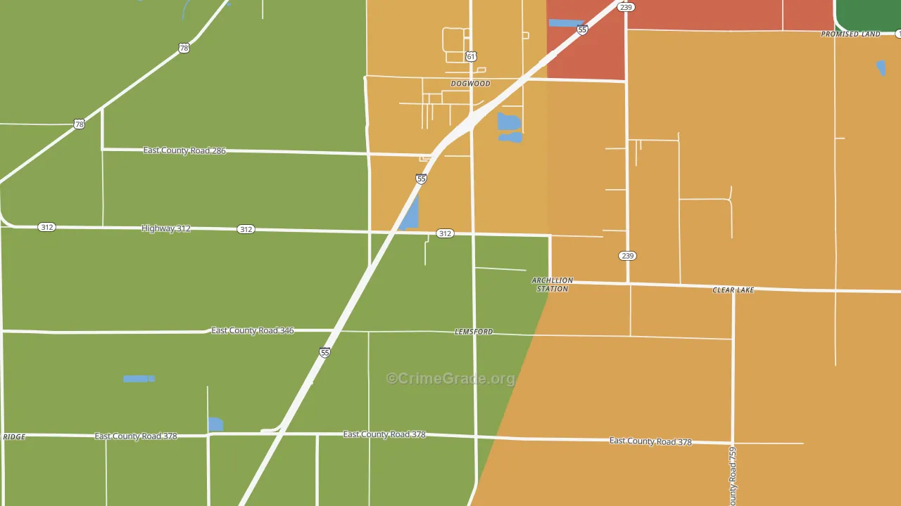 Dogwood, AR Map of Arson Rates