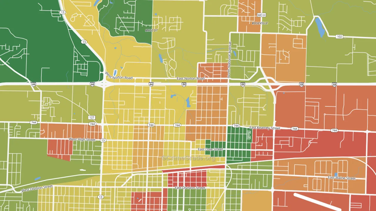 Doling, Springfield, MO Map of Arson Rates