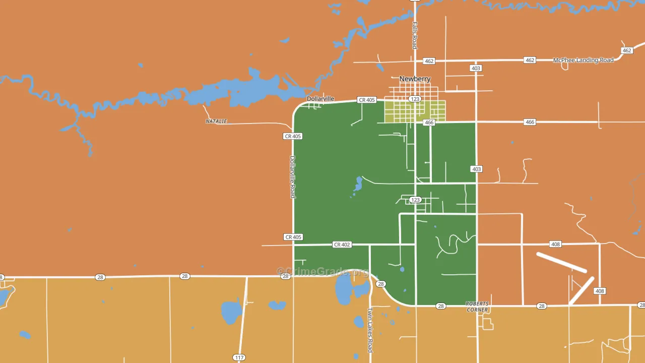 Dollarville, MI Map of Arson Rates
