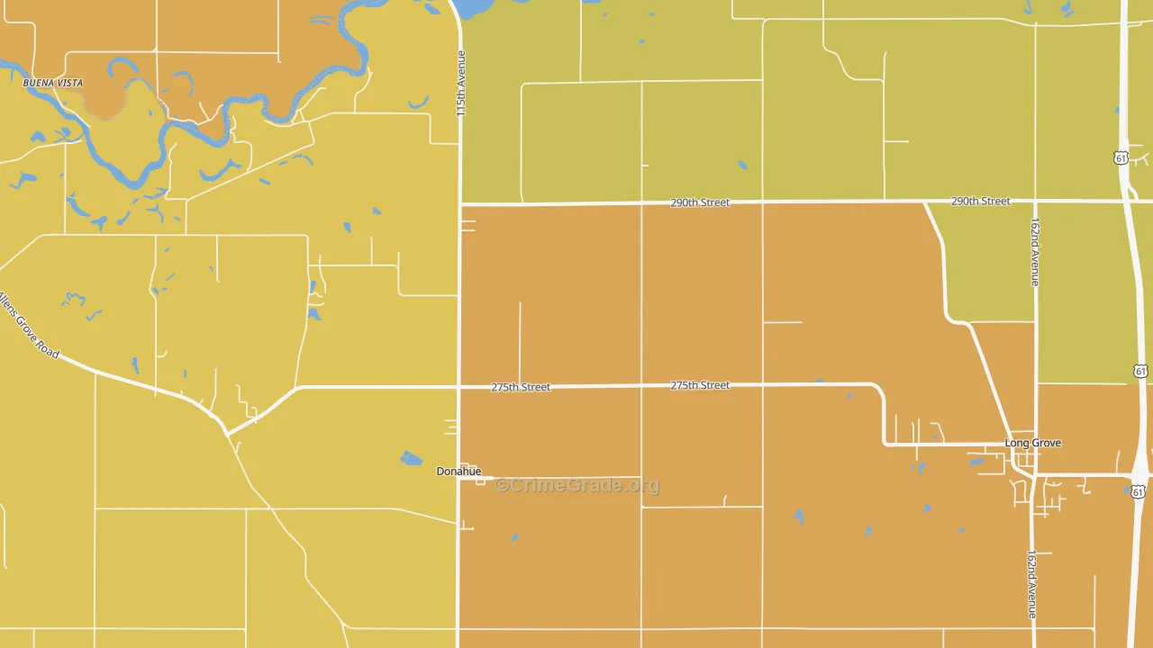 Donahue, IA Map of Arson Rates