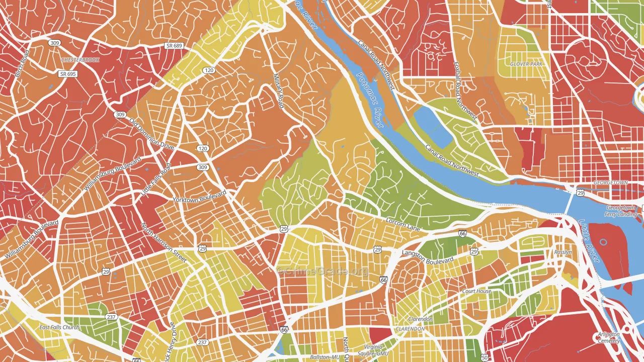 Donaldson Run, Arlington, VA Map of Arson Rates