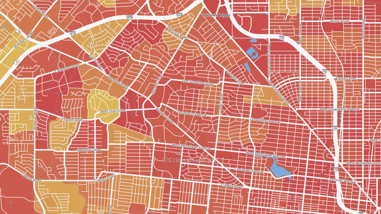 Donaldson Terrace, San Antonio, TX Map of Arson Rates