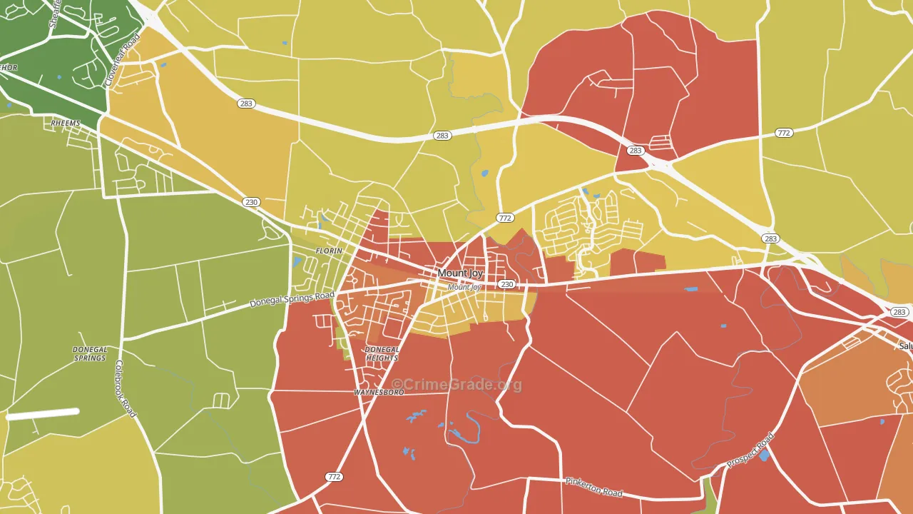 Donegal Springs, PA Map of Arson Rates