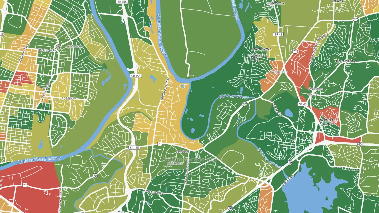 Donelson, Nashville, TN Map of Arson Rates